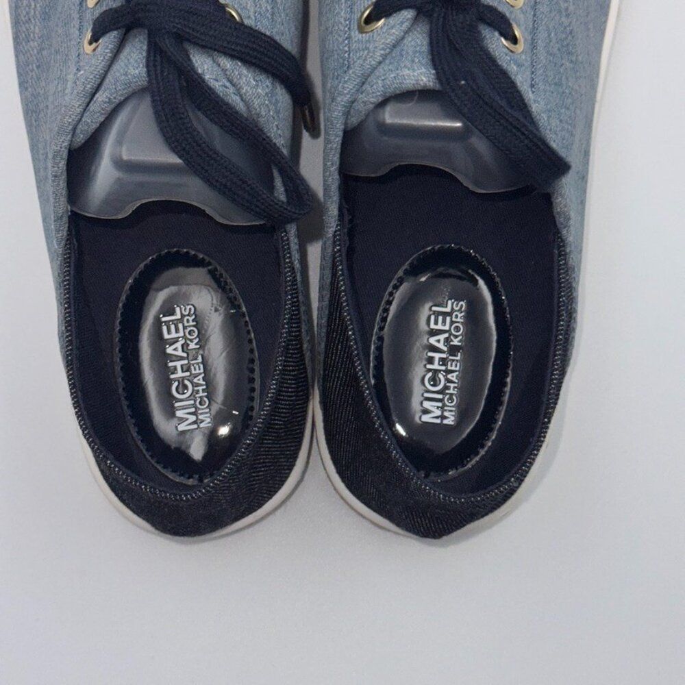 Michael Kors Kristy Slide Washed Denim Lace-Up Sneakers Womens 8.5 Pristine - Picture 5 of 12